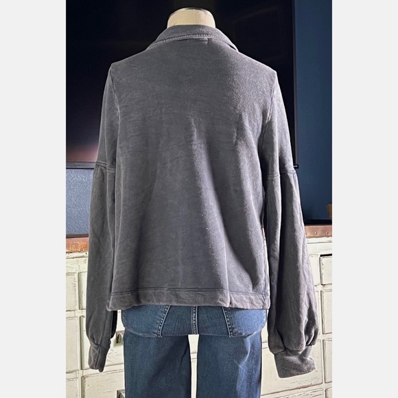 Anthropologie Melora Puff Sleeve Grey Shirt Jacket Shacket NWT New L - Picture 12 of 16